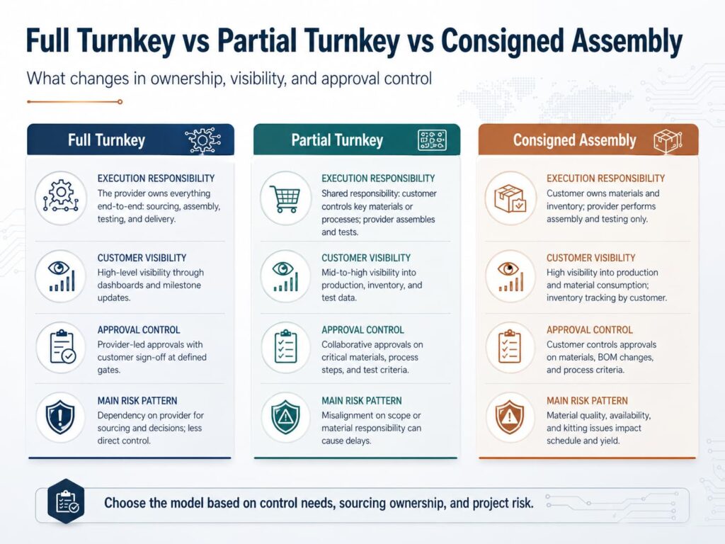 Full Turnkey vs Partial Turnkey vs Consigned Assembly