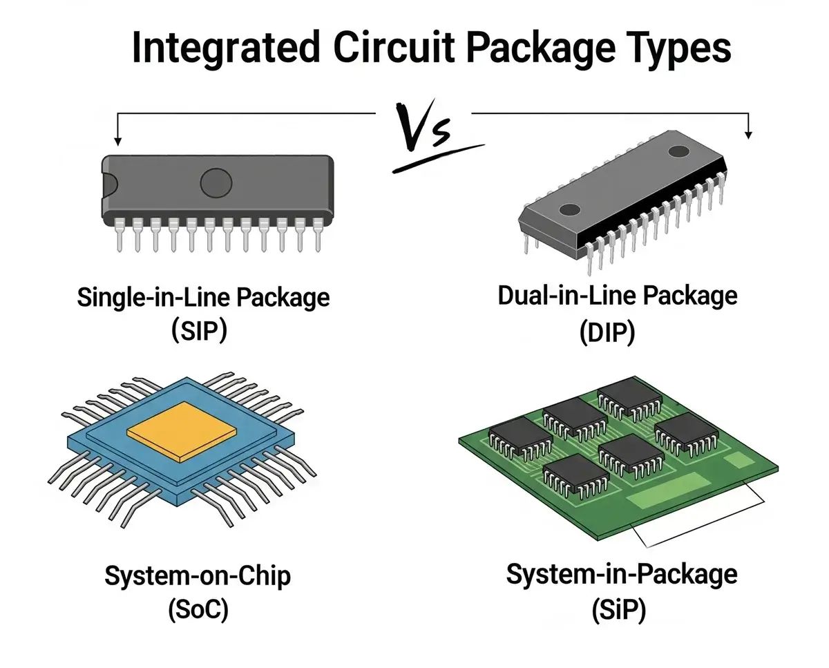 DIP vs SIP SOIC SMD SMT and THT