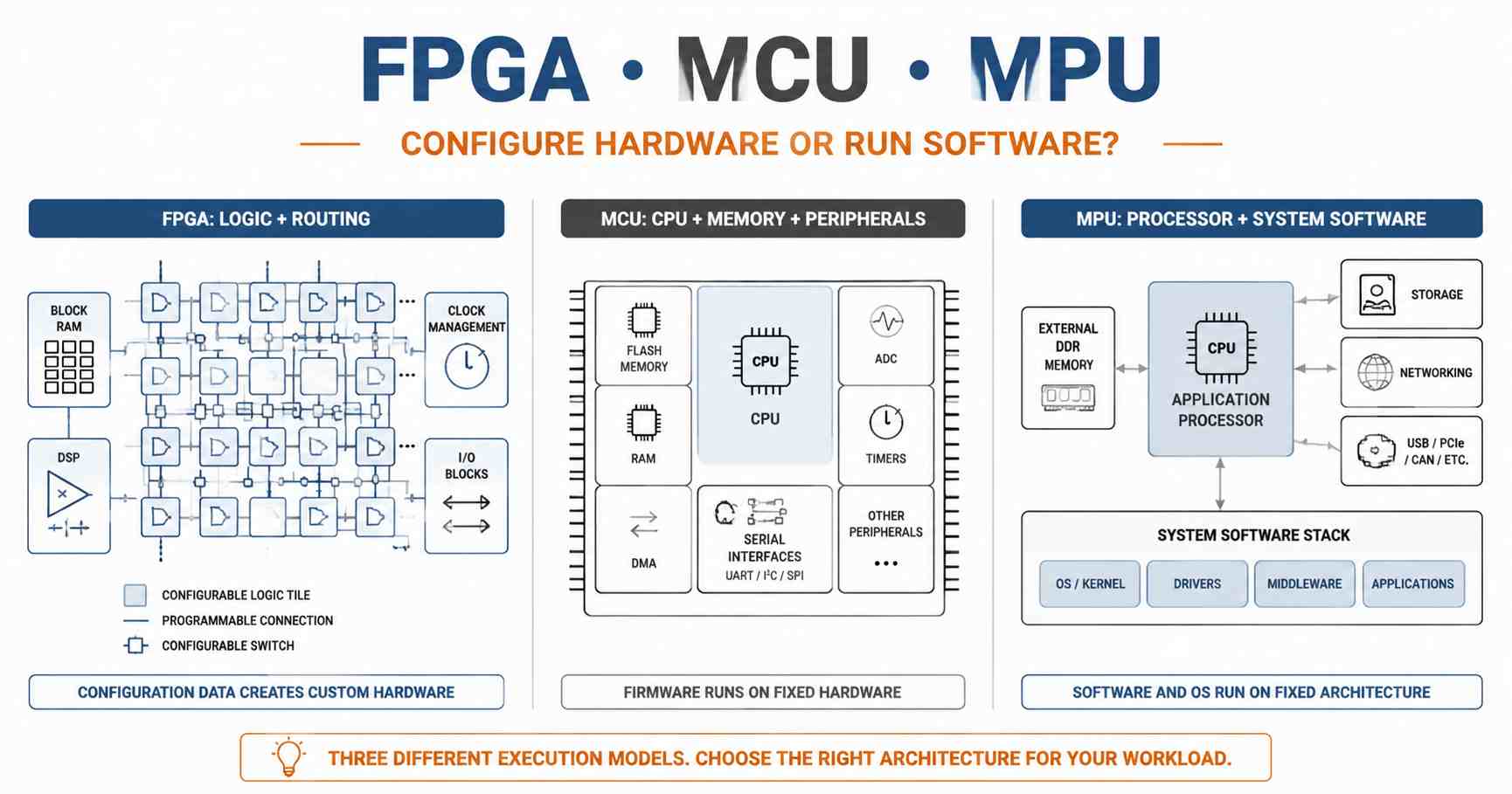 FPGA vs MCU vs MPU The Architecture at a Glance FPGA vs MCU vs MPU The Architecture at a Glance